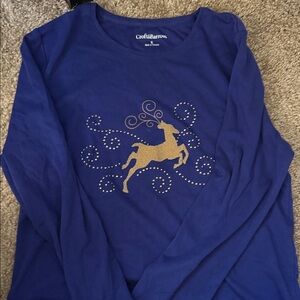 Croft & Barrow Royal Blue Shirt with Gold Deer Design